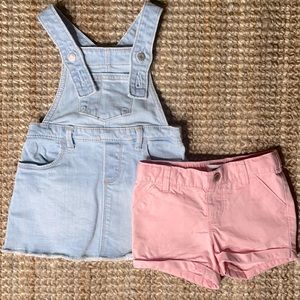 old navy toddler girl overall dress & shorts